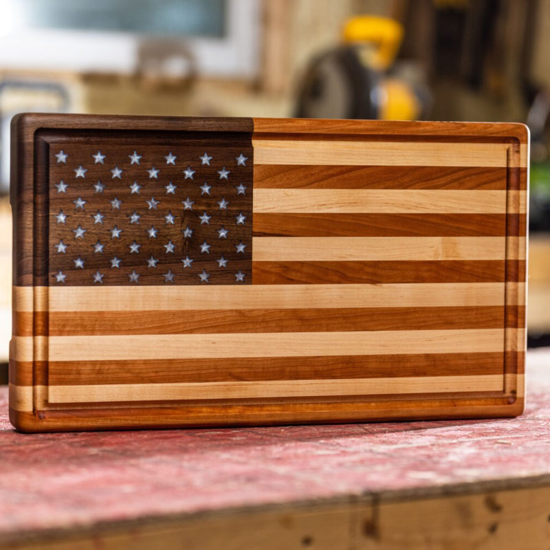 RoseWood Block & Co handmade, luxury cutting boards & Cutting Blocks- Laser Engraving Cutting Boards - American Flag