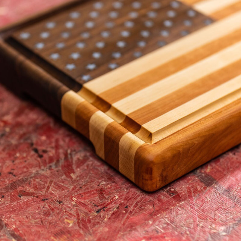 RoseWood Block & Co handmade, luxury cutting boards & Cutting Blocks- Laser Engraving Cutting Boards - American Flag