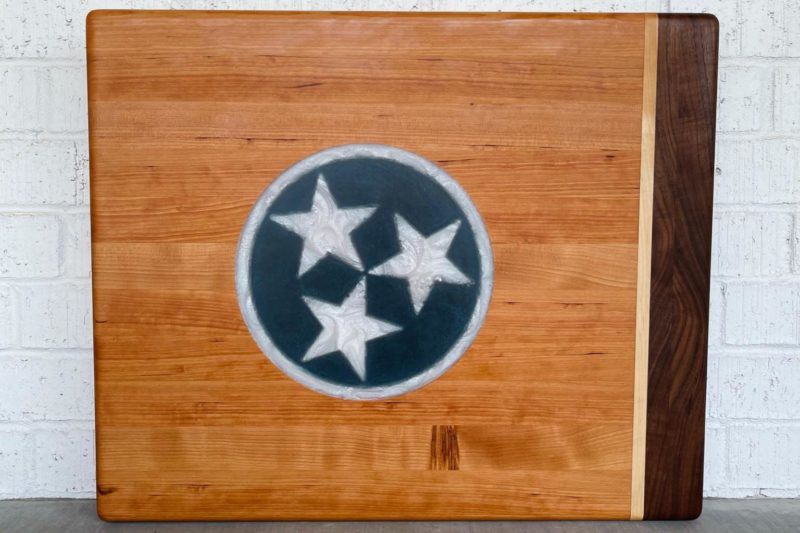Tennessee flag cutting board -RoseWood Block & Co custom walnut cutting board.Walnut cutting block. Walnut wood cutting board