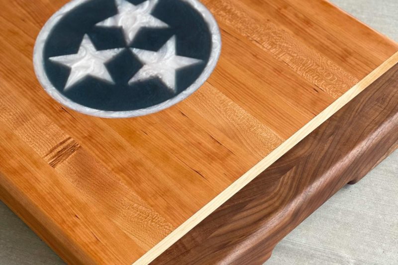 Tennessee flag cutting board -RoseWood Block & Co custom walnut cutting board.Walnut cutting block. Walnut wood cutting board