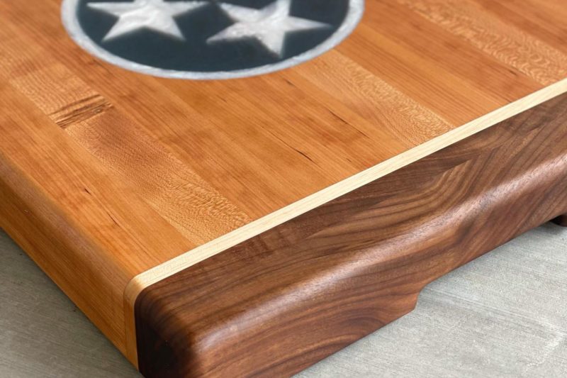 Tennessee flag cutting board -RoseWood Block & Co custom walnut cutting board.Walnut cutting block. Walnut wood cutting board